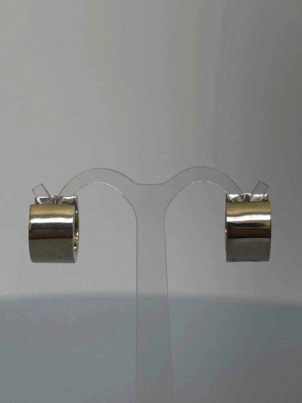 Tory Burch Silver Logo Hinge Hoop Earrings